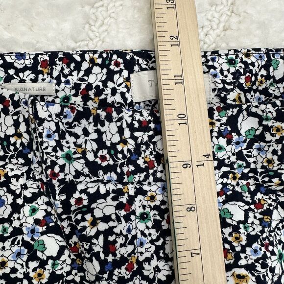 Talbots Signature Crop Chino Pants 8 Women's Blue Ditsy Floral Navy Casual NEW - Picture 9 of 10